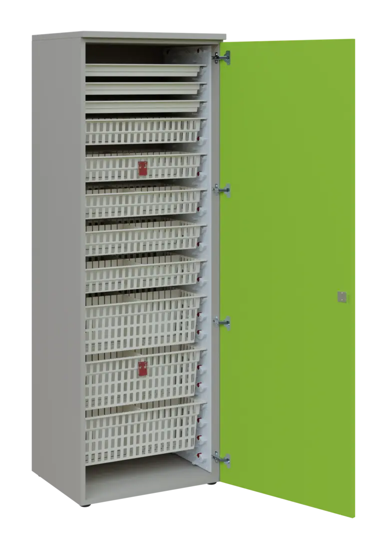 EUROMEDICA D - 66 ABS skříň léková boxová, 1-dveřová, pravá, 1950x660x535, korpus šedý, dvířka jarní